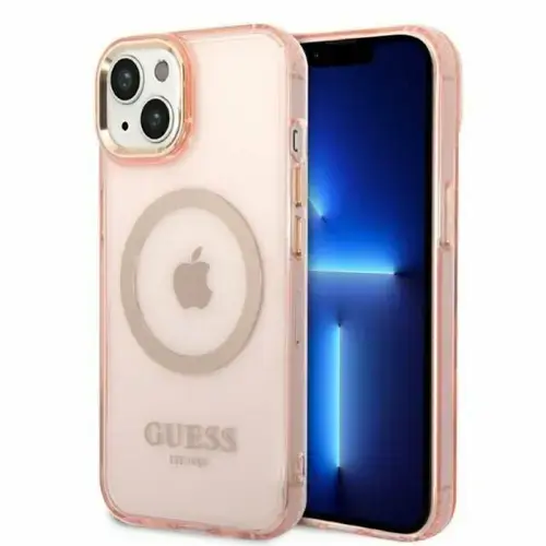 Husa de protectie Guess Translucent MagSafe pentru iPhone 14 (Roz)