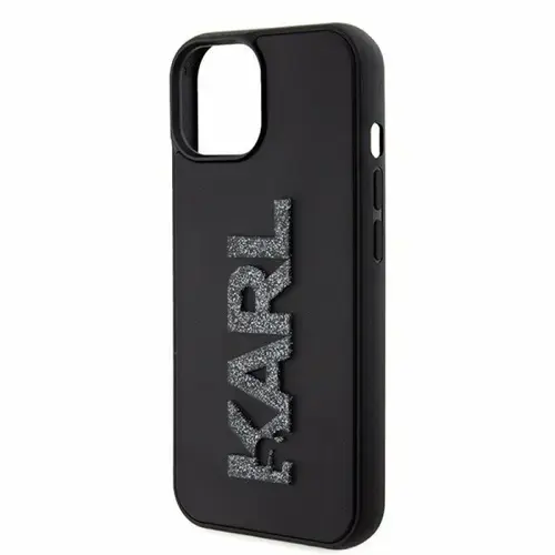 Husa de protectie Karl Lagerfeld Karl Lagerfeld 3D Rubber Glitter Logo Karl Case for iPhone 15 (Negru)