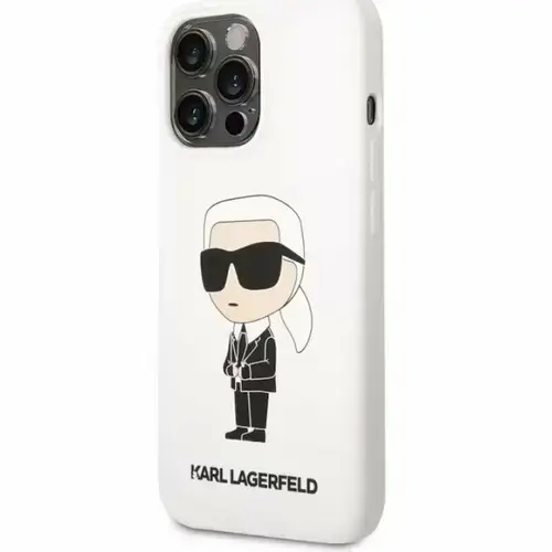 Husa de protectie Karl Lagerfeld Liquid Silicone Ikonik NFT pentru iPhone 13 Pro Max (Alb)