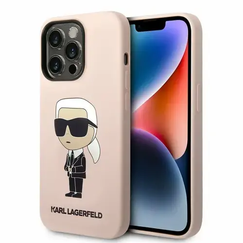 Husa de protectie Karl Lagerfeld Liquid Silicone Ikonik NFT pentru iPhone 14 Pro (Roz)