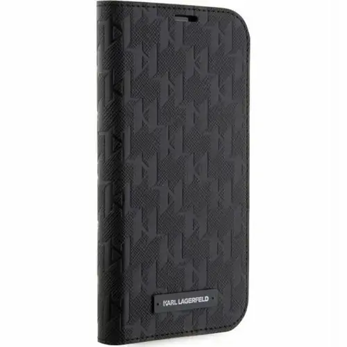 Husa de protectie Karl Lagerfeld Saffiano Monogram Book pentru iPhone 14 Pro (Negru)