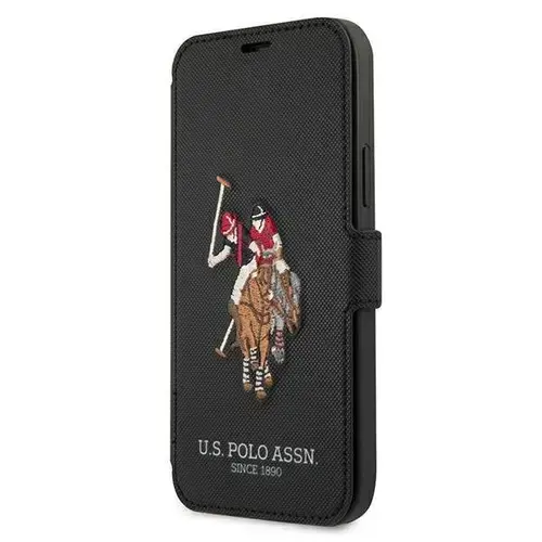 Husa de protectie US Polo Assn. Embroidery pentru iPhone 12/12 Pro, Piele ecologica, Negru
