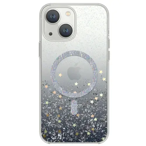 Husa Devia Shiny Series Original Design Magnetic compatibila cu iPhone 15 Plus, Transparent / Negru