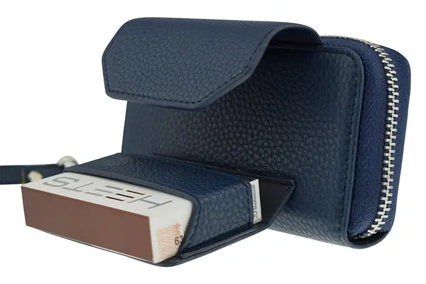 Husa din piele sintetica albastra pentru IQOS | German Couture