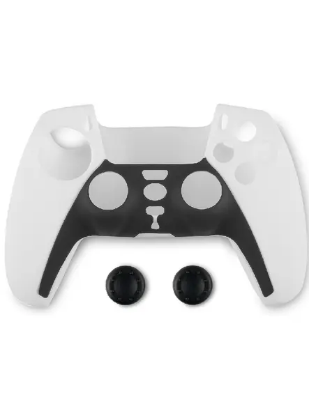 Husa din Silicon Pentru Controller si Thumb Grips Spartan Gear PS5 Negru/Alb