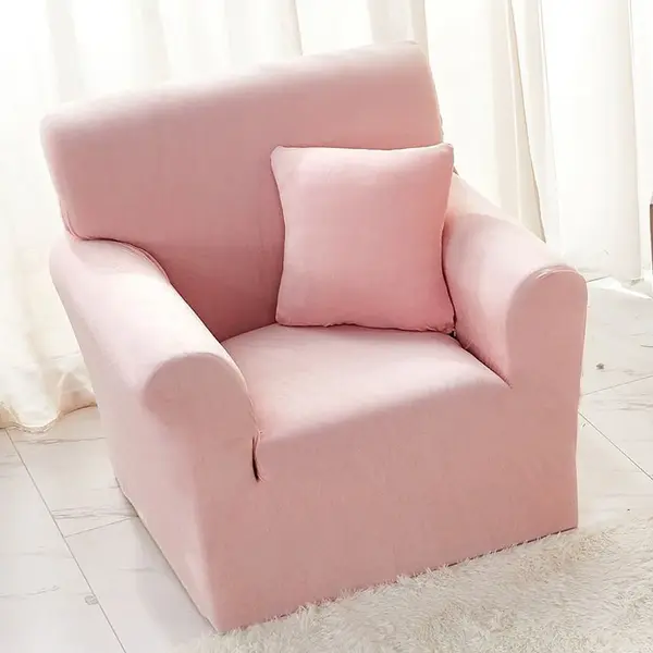 Husa Elastica, 90cm-130cm, pentru Fotoliu cu brate, Jojo Home, Catifea, Roz