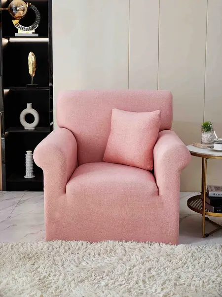 Husa Elastica, 90cm-130cm, pentru Fotoliu cu brate, Jojo Home, Catifea, Roz