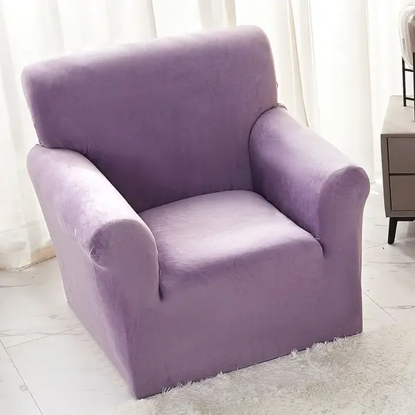 Husa Elastica, 90cm-130cm, pentru Fotoliu cu brate, Jojo Home, Catifea, Lila