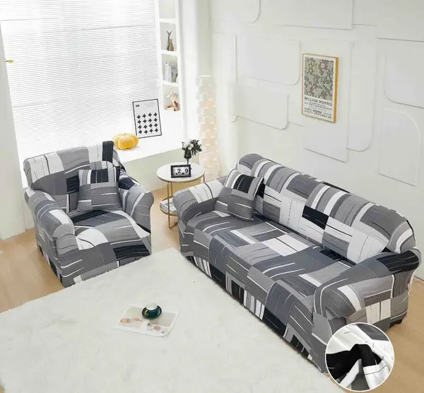 Husa Elastica Pentru Canapea 2 Locuri - M - Jojo Home, Gri, Model Clasic