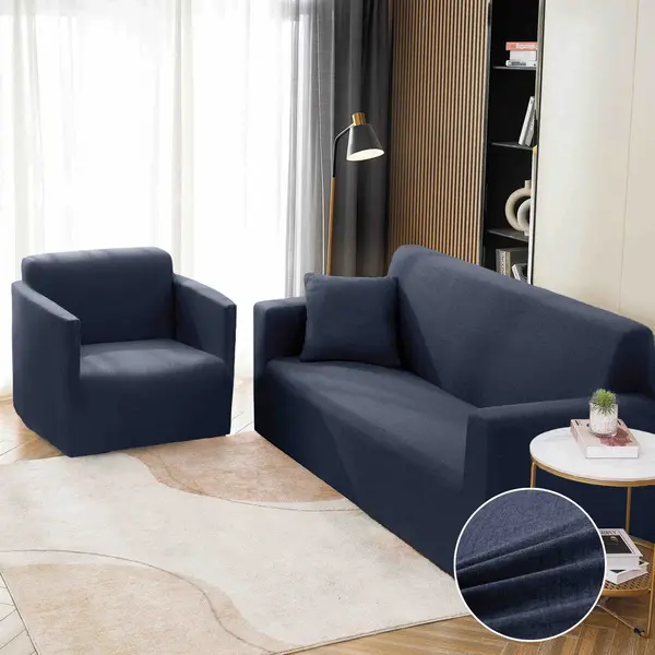 Husa Elastica Pentru Canapea 3 Locuri - L - Jojo Home, Bleumarin