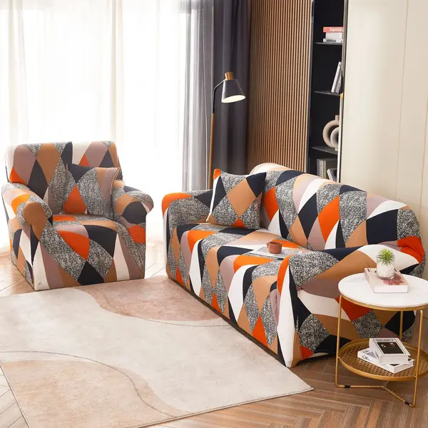 Husa Elastica Pentru Fotoliu cu brate, Jojo Home, Multicolor, forme geometrice