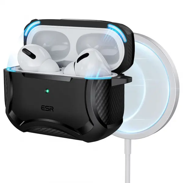 Husa ESR Cyber Armor Tough pentru Apple AirPods Pro Series, Neagra