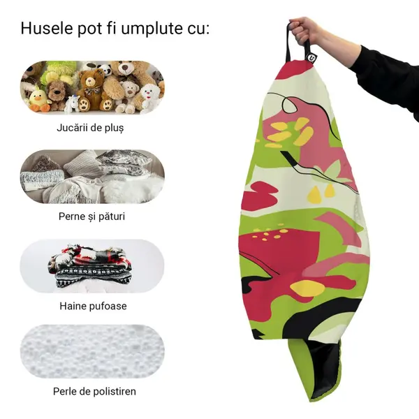 Husa fotoliu Puf Bean Bag tip Para L fara umplutura abstract jungle pepene