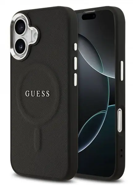 Husă Guess - Saffiano, iPhone 17, MagSafe, negru