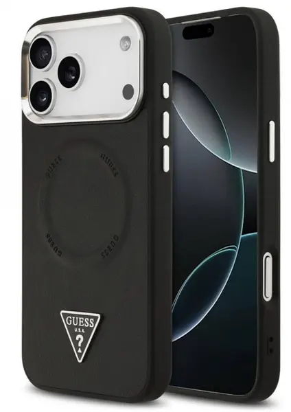 Husă Guess - Triangle Logo, iPhone 17 Pro Max, MagSafe, negru