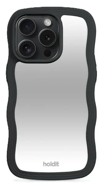 Husă Holdit - Wavy, iPhone 15 Pro, Black/Mirror