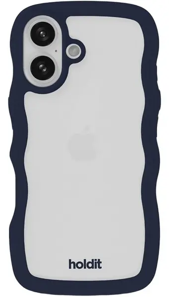 Husa Holdit - Wavy, iPhone 16, Midnight Blue/Transparent