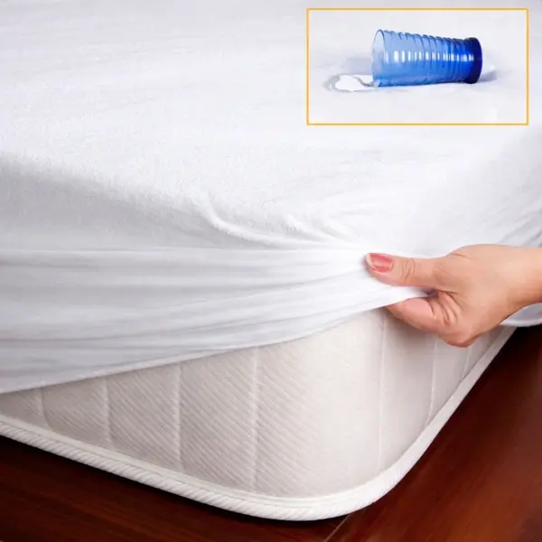 Husa impermeabila cu elastic pentru saltea, bumbac frotir 180x200cm, alb