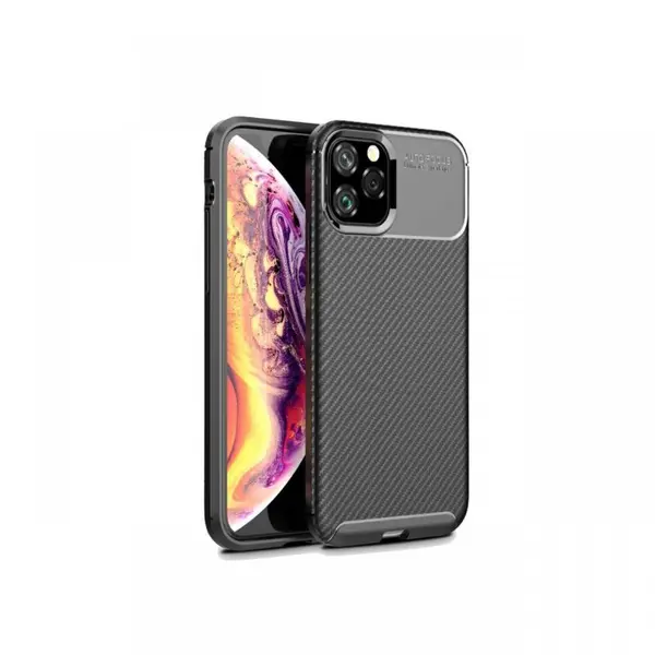 Husa iPhone 11 Pro Lemontti Carbon Fiber Texture Shockproof Black