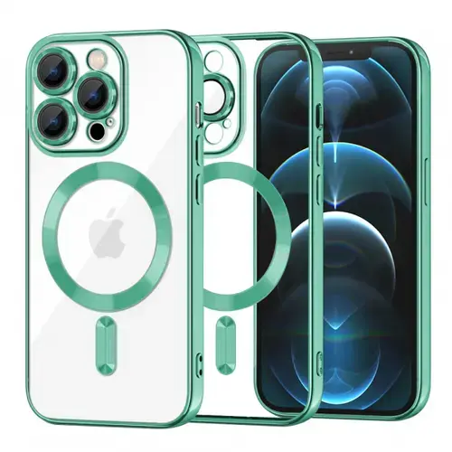 Husa MagSafe pentru Apple iPhone 12 Pro Max, Techsuit, Luxury Crystal, Verde Deschis