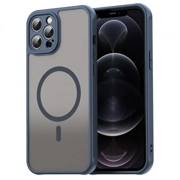 Husa MagSafe pentru Apple iPhone 12 Pro, Techsuit, HaloFrost II, Bleumarin