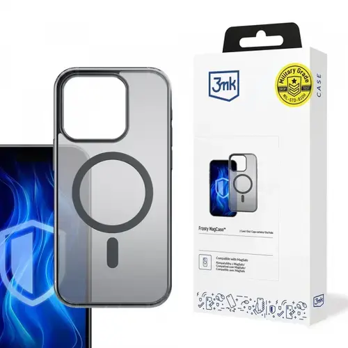 Husa MagSafe pentru Apple iPhone 13 Pro Max, 3MK, Frosty MagCase, Neagra Satinata