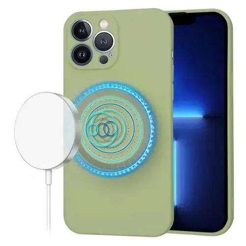 Husa MagSafe pentru Apple iPhone 13 Pro Max, Techsuit, SoftFlex, Verde Matcha