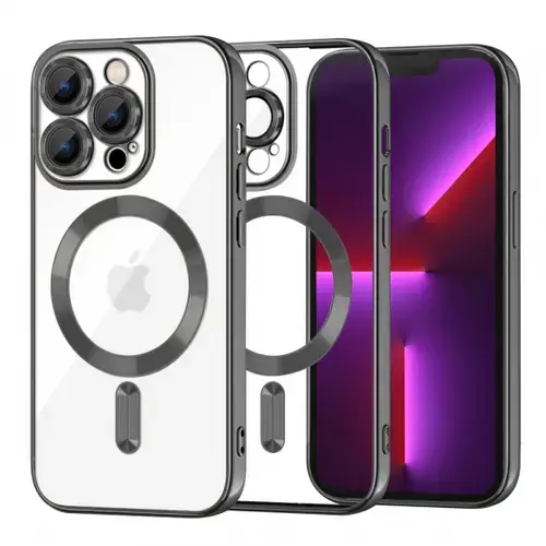 Husa MagSafe pentru Apple iPhone 13 Pro, Techsuit, Luxury Crystal, Neagra