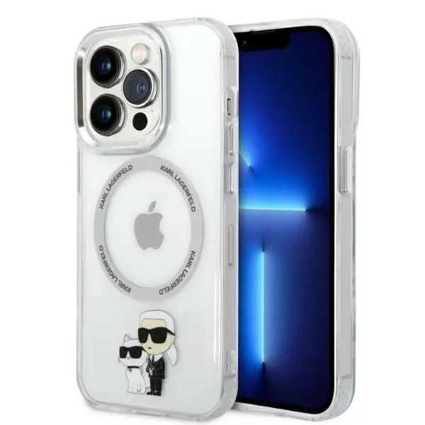 Husa MagSafe pentru Apple iPhone 14 Pro, Karl Lagerfeld, Ikonik Karl & Choupette, Transparenta