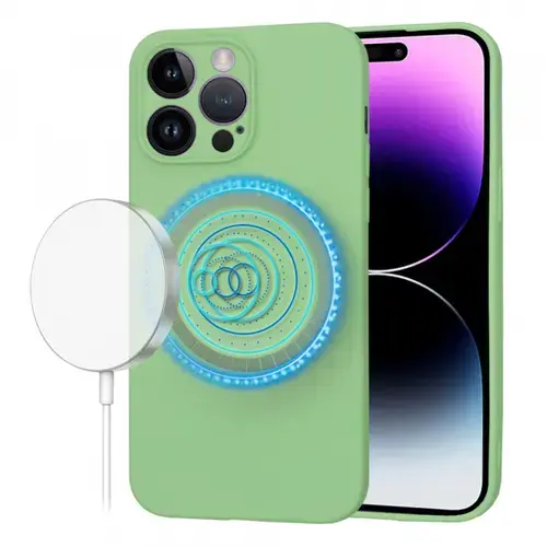Husa MagSafe pentru Apple iPhone 14 Pro Max, Techsuit, SoftFlex, Verde