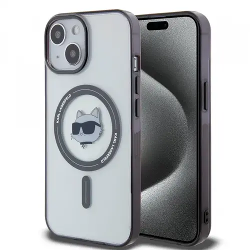 Husa MagSafe pentru Apple iPhone 15, Karl Lagerfeld, IML Choupette's Head, Transparenta