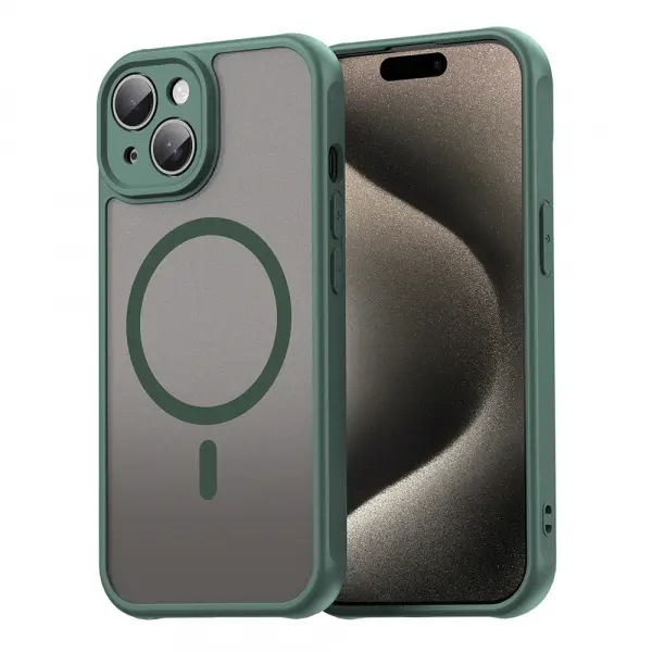 Husa MagSafe pentru Apple iPhone 15 Plus, Techsuit, HaloFrost II, Verde