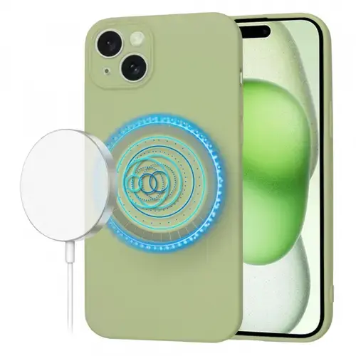 Husa MagSafe pentru Apple iPhone 15 Plus, Techsuit, SoftFlex, Verde Inchis