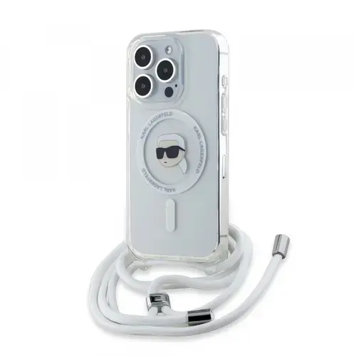 Husa MagSafe pentru Apple iPhone 15 Pro, Karl Lagerfeld, IML Crossbody Karl's Head, Transparenta