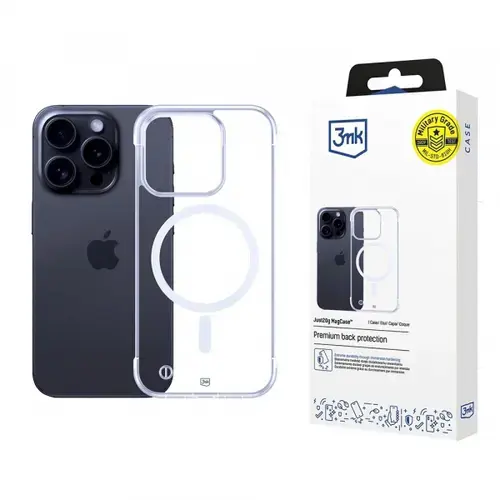 Husa MagSafe pentru Apple iPhone 15 Pro Max, 3MK, Just20g, Transparenta