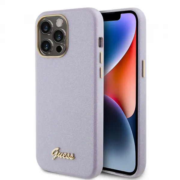 Husa MagSafe pentru Apple iPhone 15 Pro Max, Guess, Glitter Full Wrapped, Mov