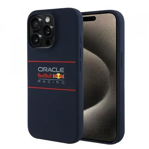 Husa MagSafe pentru Apple iPhone 15 Pro Max, Red Bull Racing, Horizontal Centered Logo, Bleumarin
