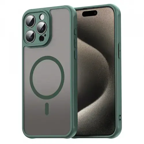 Husa MagSafe pentru Apple iPhone 15 Pro Max, Techsuit, HaloFrost II, Verde