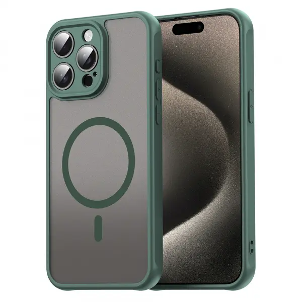 Husa MagSafe pentru Apple iPhone 15 Pro Max, Techsuit, HaloFrost II, Verde