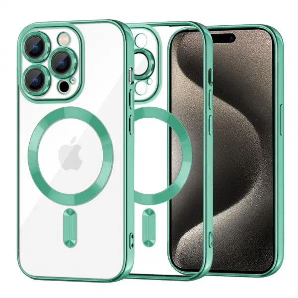 Husa MagSafe pentru Apple iPhone 15 Pro Max, Techsuit, Luxury Crystal, Verde Deschis