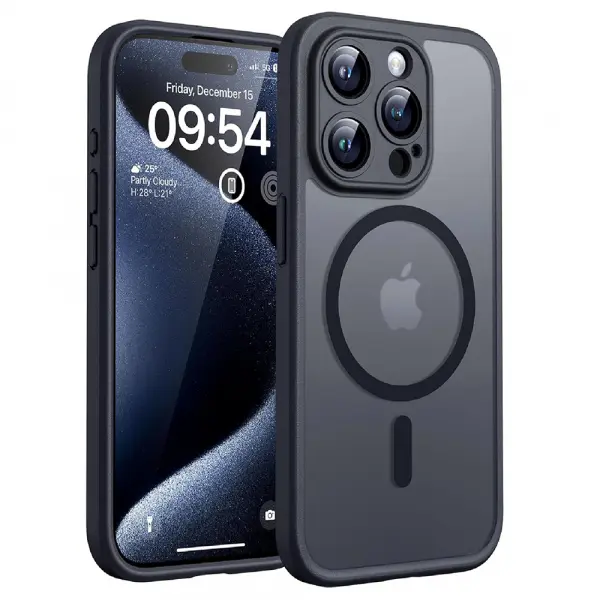 Husa MagSafe pentru Apple iPhone 15 Pro Max, Techsuit, PureFrost, Neagra