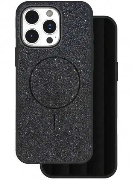 Husa MagSafe pentru Apple iPhone 15 Pro, OEM, Glitter Thin Mag, Neagra
