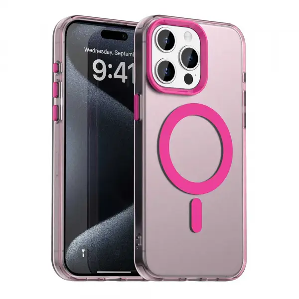 Husa MagSafe pentru Apple iPhone 15 Pro, Techsuit, CandyCase, Roz