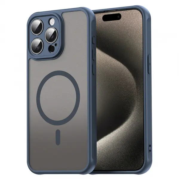 Husa MagSafe pentru Apple iPhone 15 Pro, Techsuit, HaloFrost II, Bleumarin