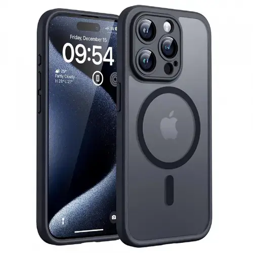 Husa MagSafe pentru Apple iPhone 15 Pro, Techsuit, PureFrost, Neagra