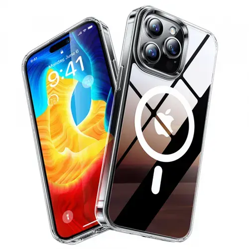 Husa MagSafe pentru Apple iPhone 15 Pro, Torras, Diamond, Transparenta
