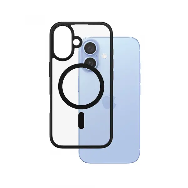 Husa MagSafe pentru Apple iPhone 16, PanzerGlass, Frame, Transparenta Neagra