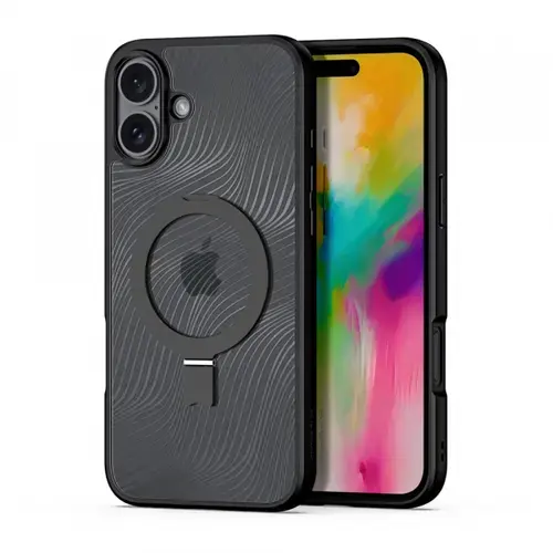 Husa MagSafe pentru Apple iPhone 16 Plus, DUX DUCIS, Aimo Stand, Neagra