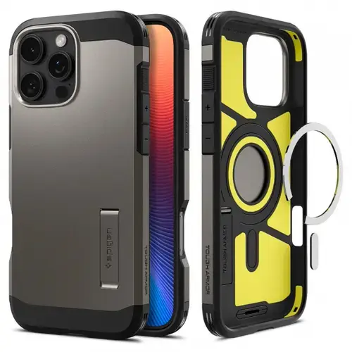 Husa MagSafe pentru Apple iPhone 16 Pro Max, Spigen, Tough Armor, Gri