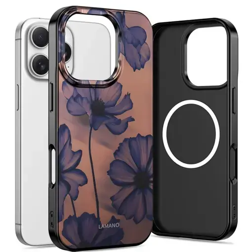 Husa MagSafe pentru Apple iPhone 16 Pro Max, Tech-Protect, Lamano Velvet Night, Neagra